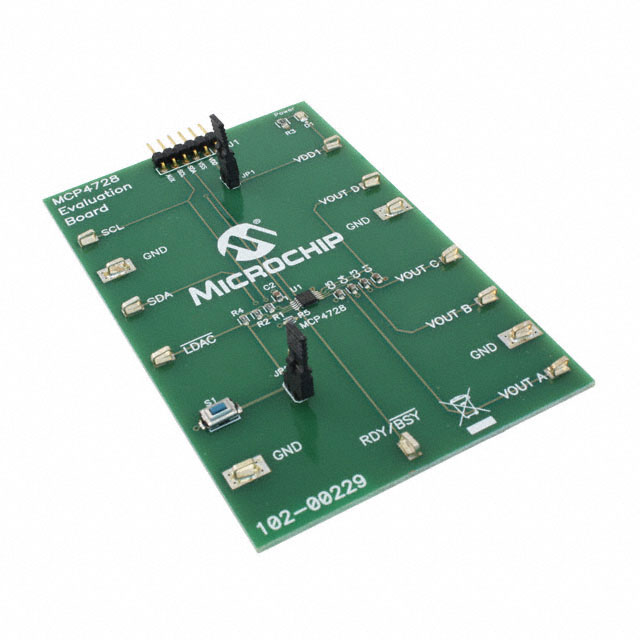 MCP4728EV — Платы для проверки цифрово-аналоговых преобразователей (DAC)